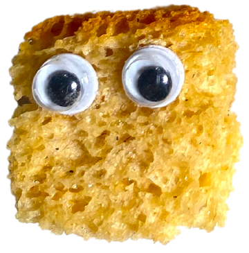googly eye mascot of the croutons.