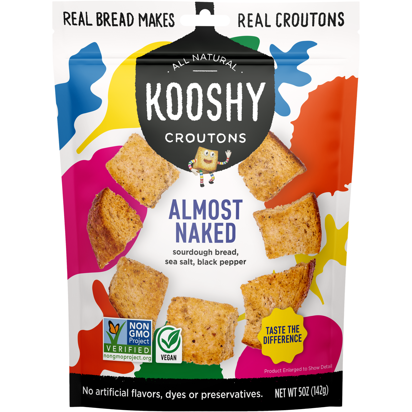 Package of Kooshy Croutons' Almost Naked flavor.