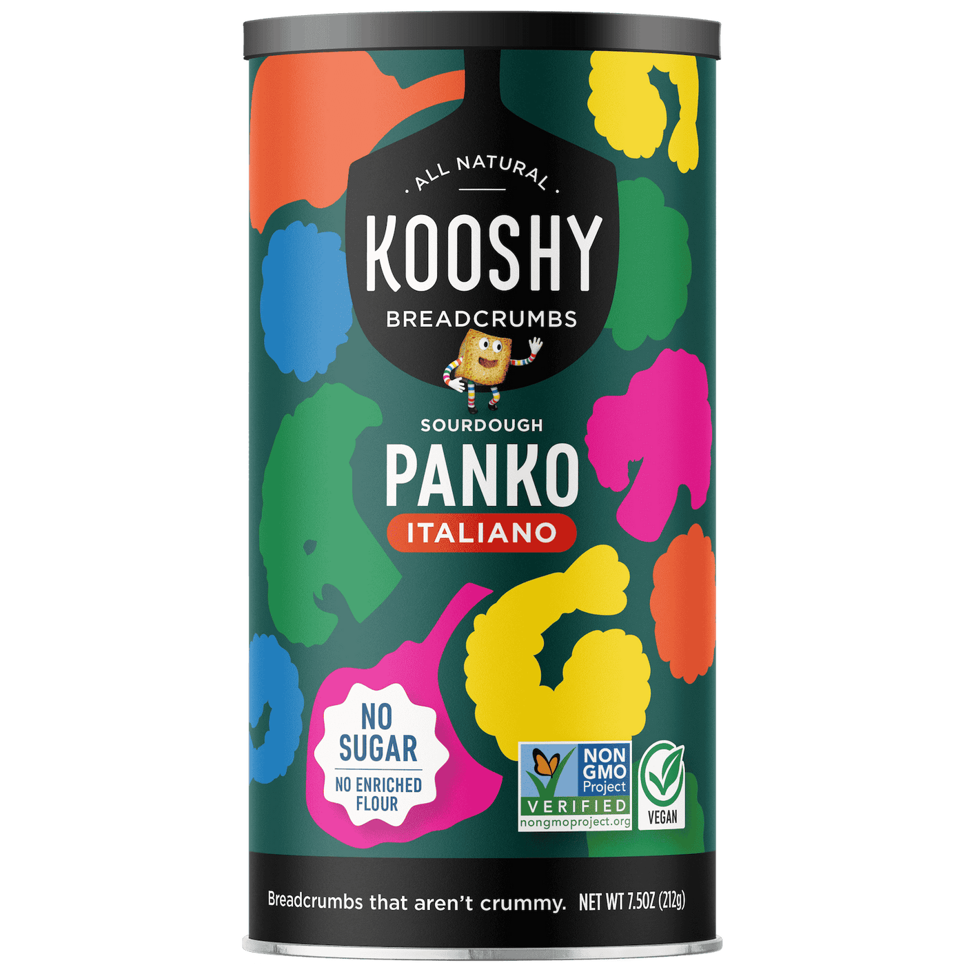 Packaged can of kooshy italiano panko breadcrumbs.